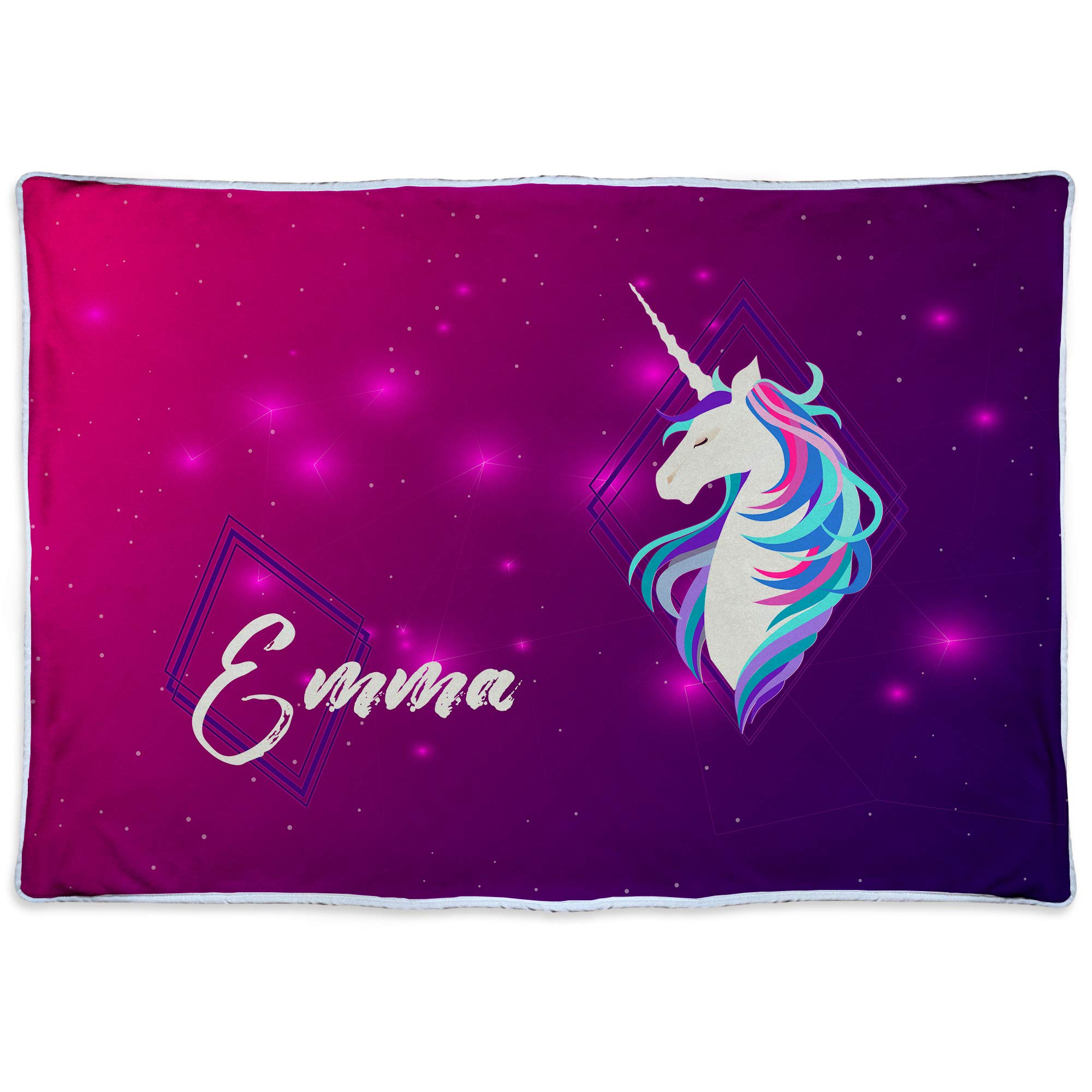 Personalisierte Wärmedecke. Personalisierte Geschenke. Kuscheldecke mit Namen. Geek-Geschenke. Personalisierte Fleecedecke. Öko-Tex-zertifiziertes Gewebe. 600gr/m². Ungefähre Größe 140x125cm. UNICORN
