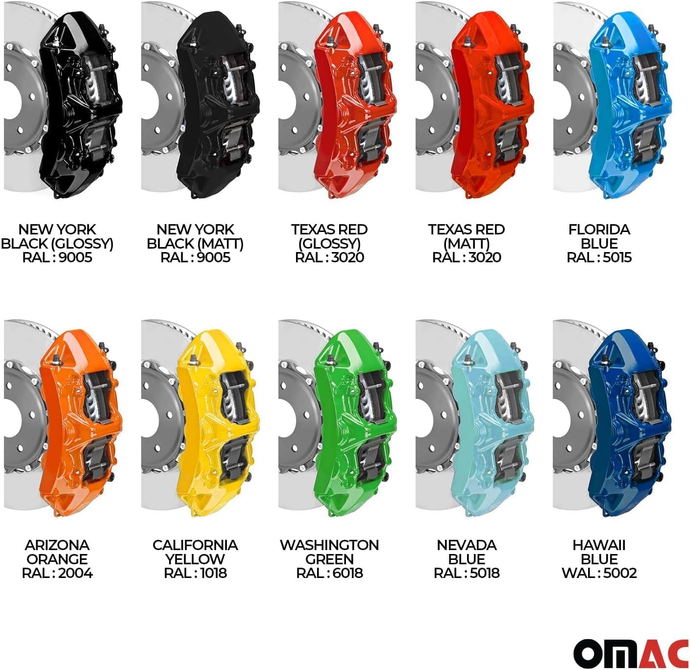 OMAC High Temperature Brake Caliper Paint System Kit, Heat Resistant Coating, Epoxy Paint Based System, Texas Red (Glossy)