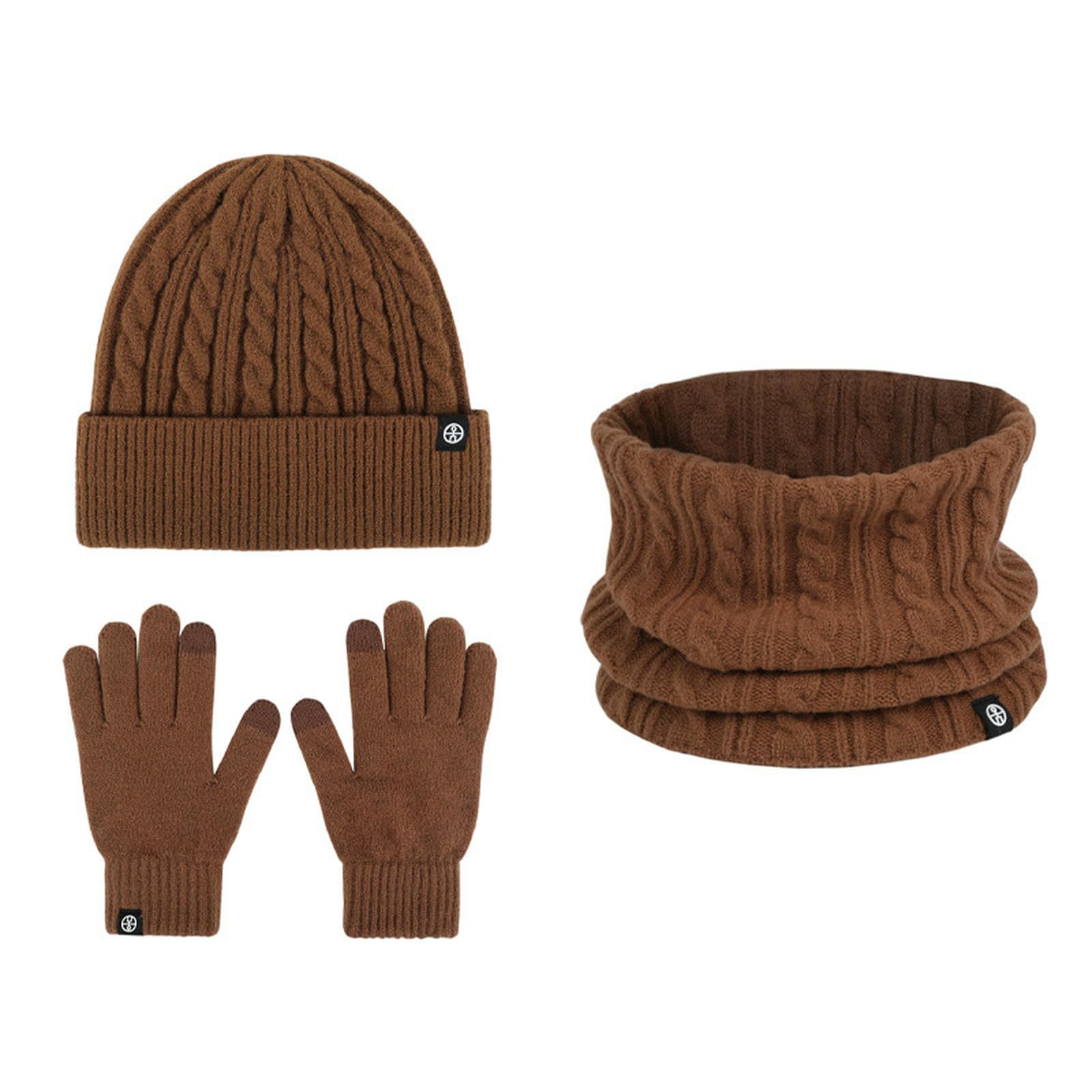 Wintermütze Schal Handschuhe Set Warmer Winteranzug Aus Deutschem Fleece Mit Ohrenklappen, Strickmütze, Und Handschuhen-rot