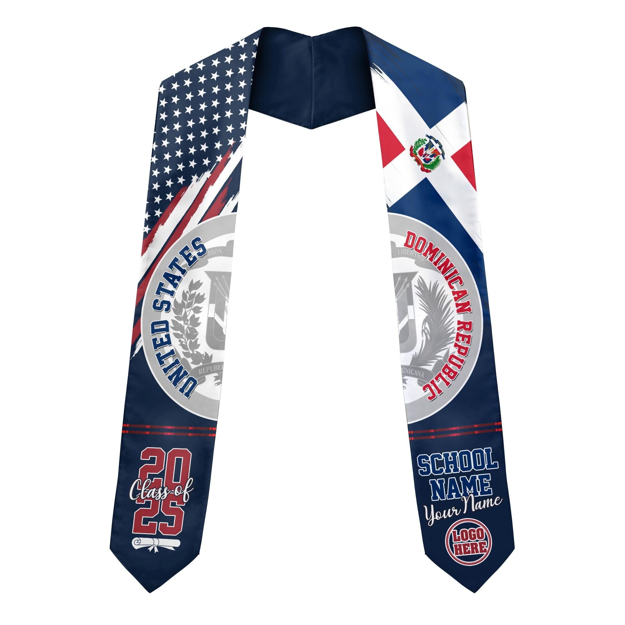 MonkeyVan Personalized Graduation Stole for Dominican Republic Senior, Dominican Flag Graduation Sash Class of 2025 Gifts S337