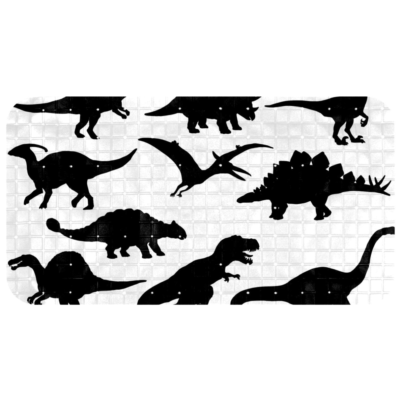 Tapis de bain antidérapant motif dinosaures pour carrelage 37 x 68 cm