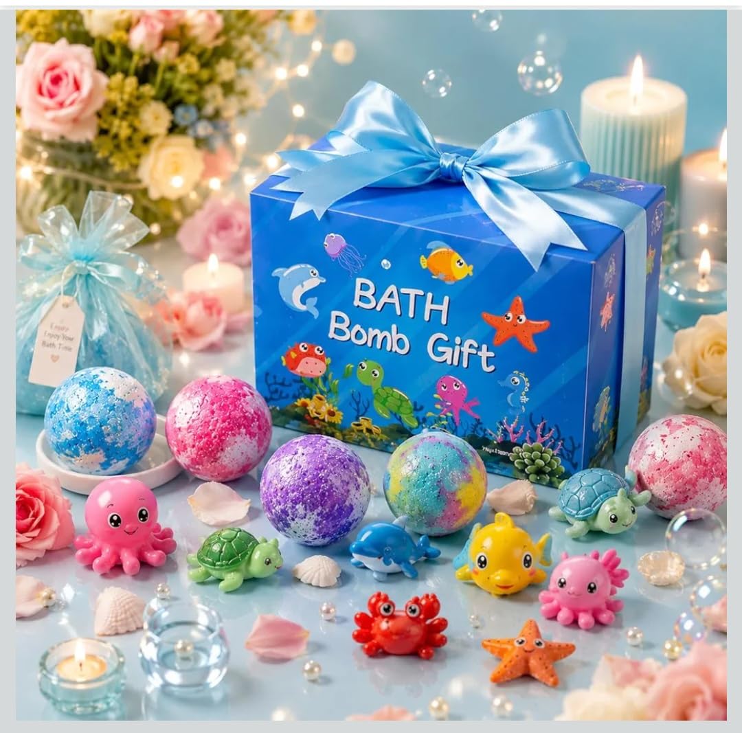 Bath Bombs for Adults And Kids I Ocean Theme with Surprise Toy Inside I Useful For Pedicure SPA I Colorful Fizzing Bubble Bath I Moisturising for Soft Skin I Pack of 2-image-33