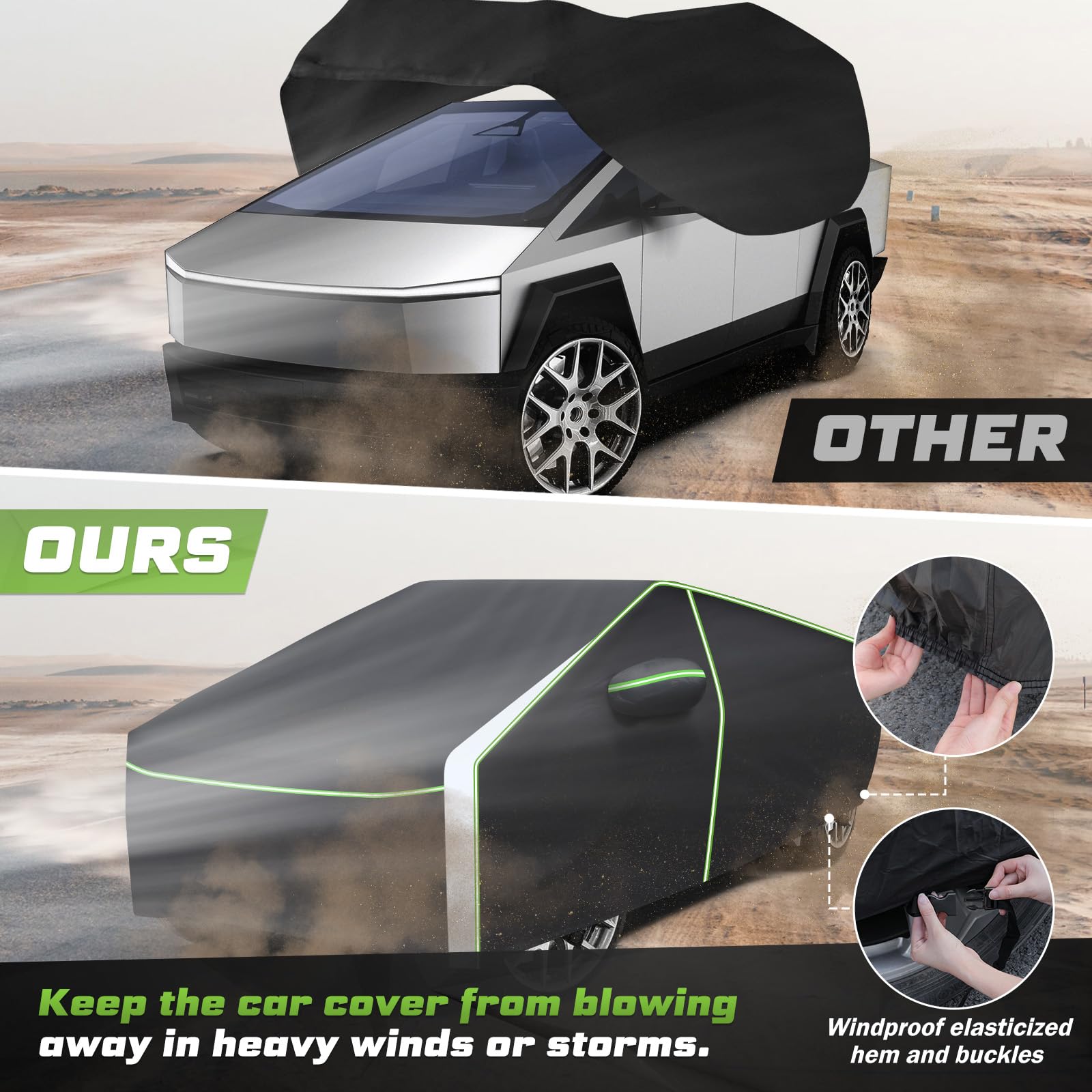 Mixsuper Liner Car Cover for Tesla Cybertruck 2024-2026 7 Layers Waterproof Car Cover Accessories for Cybertruck with Zipper — view 6