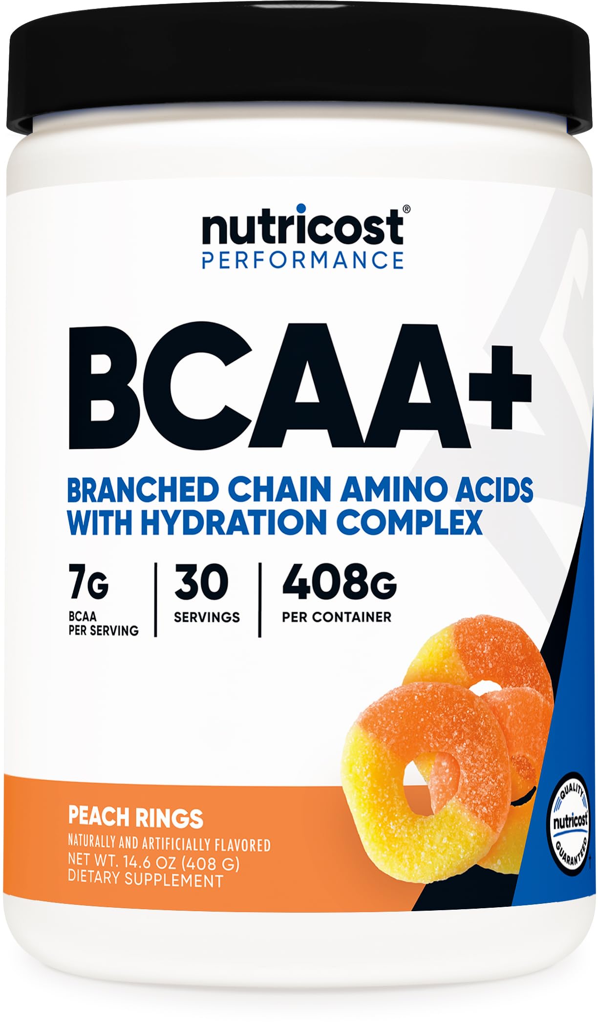 Nutricost BCAA + Hydration Powder (Peach Rings) 30 Servings - Branched Chain Amino Acids with Hydration Complex - Gluten-Free, Non-GMO
