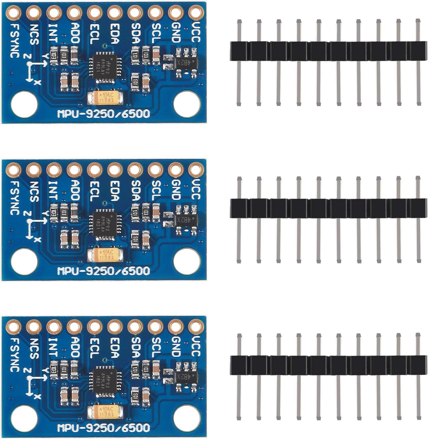 ACEIRMC 3pcs MPU9250 299DOF 9-Axis 9 DOF 16 Bit Gyroscope Acceleration Magnetic Sensor 9-Axis Attitude +Gyro+Accelerator+Compass Magnetic Field Sensor Module IIC/SPI for Arduino GY-9250