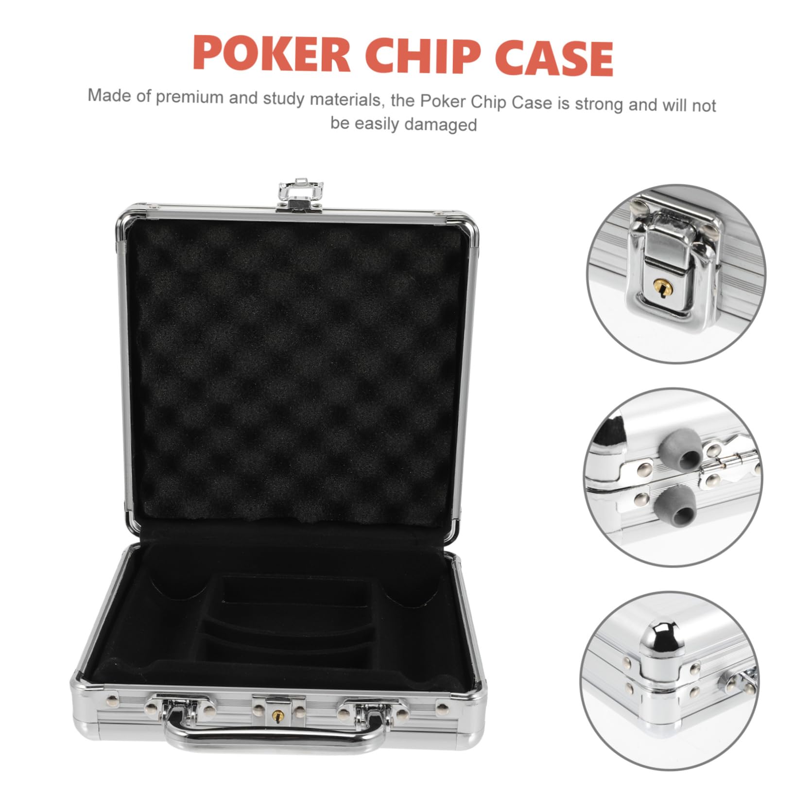 TOYANDONA Mallette Poker en Alliage Argentée Grosse Capacité Poignée et Verrou à Boucle pour Rangement Facile des Jetons et Cartes de Poker