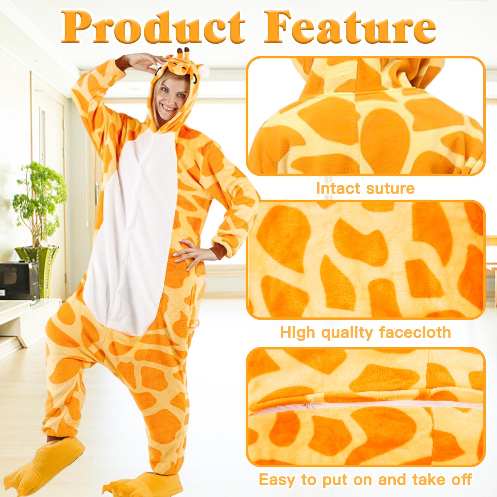 Unisexo Onesie Adulto, Disfraz Pijama Jirafa, Traje Disfraz, Disfraz de Anime Cosplay, Ropa para el Hogar, Fiesta de Pijamas, Halloween, Disfraces de Carnaval