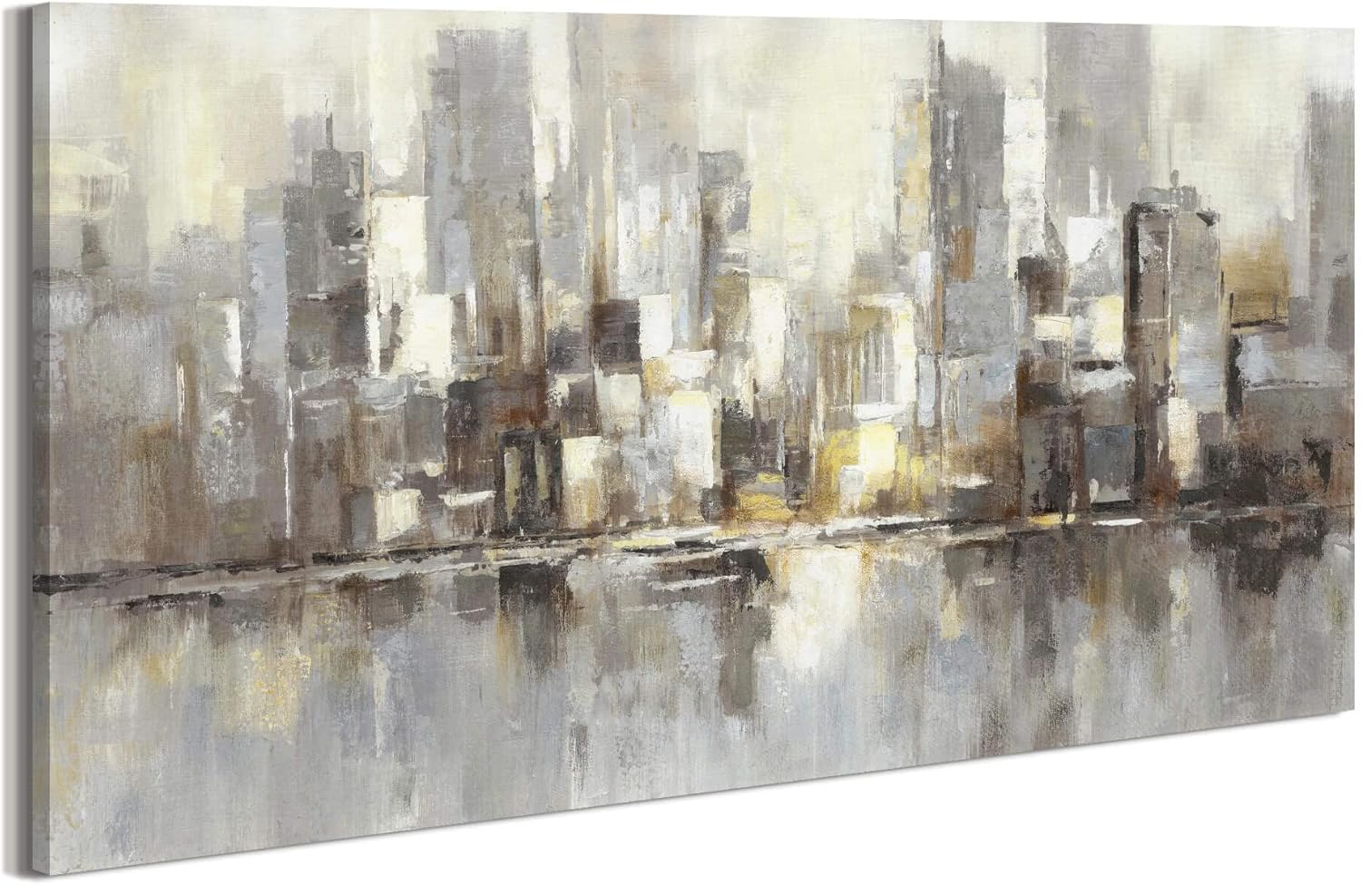 Skyline Wall Art Canvas Bedroom: City Abstract Painting Modern Cityscape Building Picture Contemporary Urban Landscape Downtown Skyscraper Scene Print Artwork for Living Room Home Office Decor City 3 40"L x 20"W