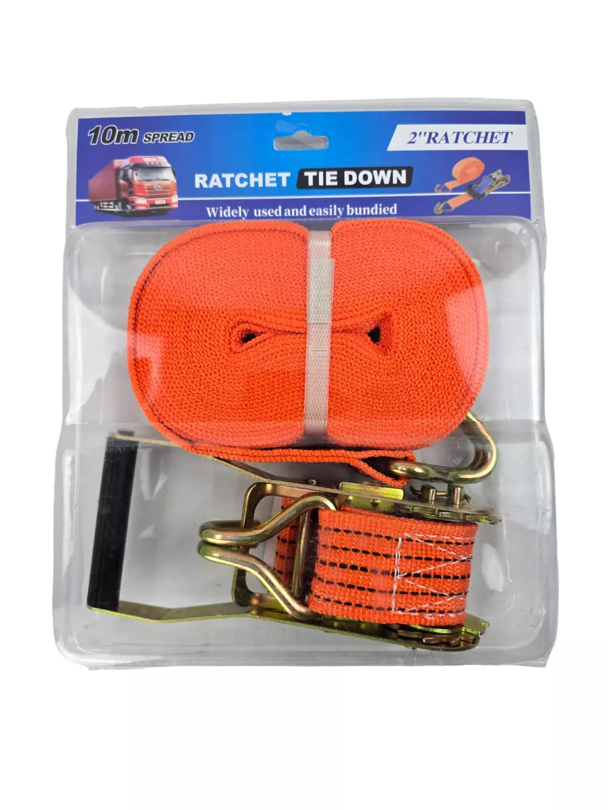 Ratchet Tie Down Straps Heavy Duty 50mm x 10m Lashing Cargo Luggage 3000kg, Orange - Image 2