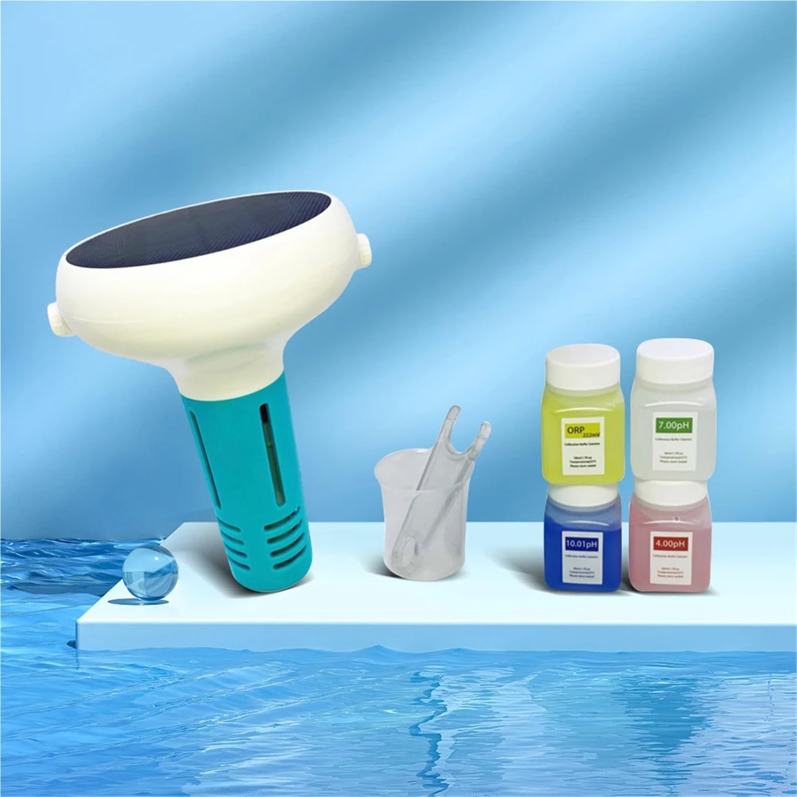 Tester for acqua for piscina alimentato a energia solare 7 in 1 PH ORP EC TDS Sale Temp CL for,Multifunzionale