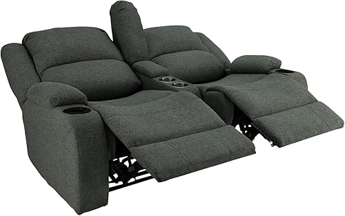 Miniatura 43 de RecPro Charles Powered - Sofá reclinable doble y sofá biplaza Muebles de pared Hugger RV – Tela de avena de 80 pulgadas