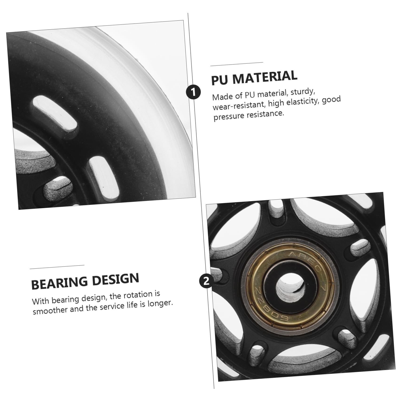 HONMEET Replacement Skate Wheels 2 Pcs 3 Inch Pu Outdoor Roller Skates Wheels High Elasticity