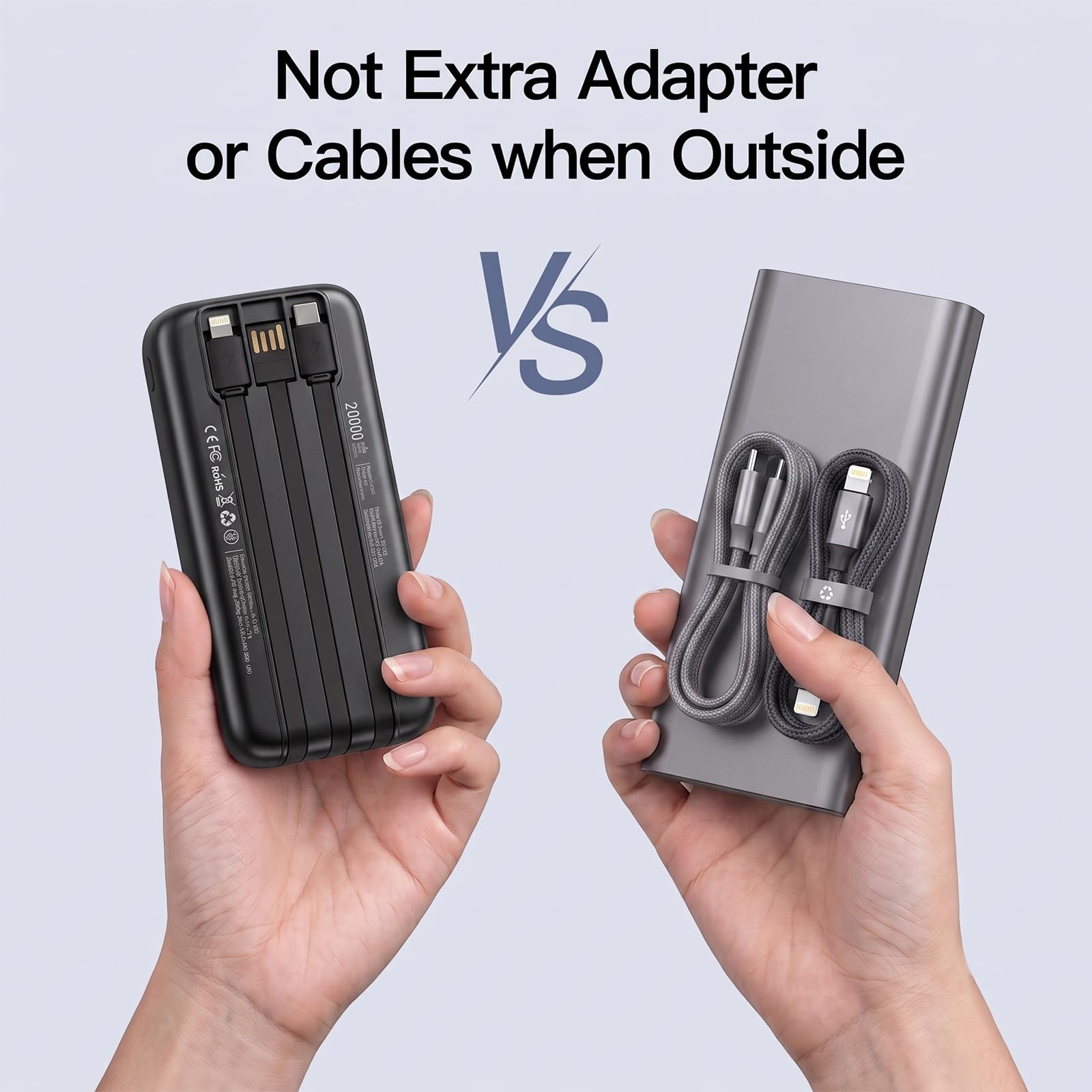 2026 2-Pack 20000mAh Portable Charger Battery Pack with Built in Cables view 3