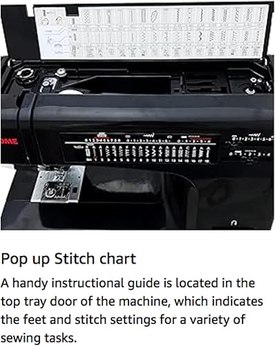 Miniatura 8 de Janome HD-5000 Black Edition - Máquina de coser resistente con cuerpo de aluminio, 18 puntadas, brazo libre y enhebrador de agujas integrado