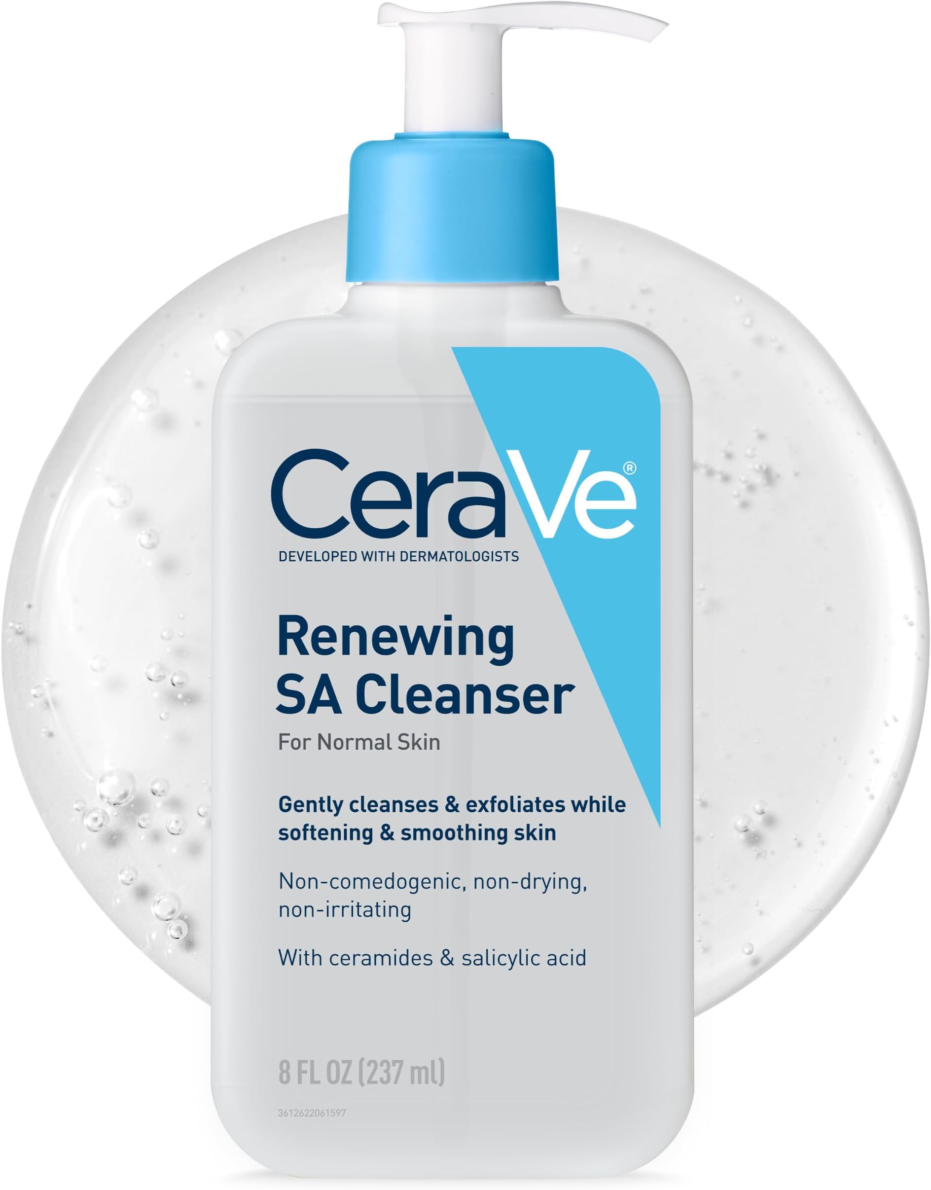 CeraVe Renewing Salicylic Acid Cleanser, Gentle Exfoliating Face Wash, 8oz