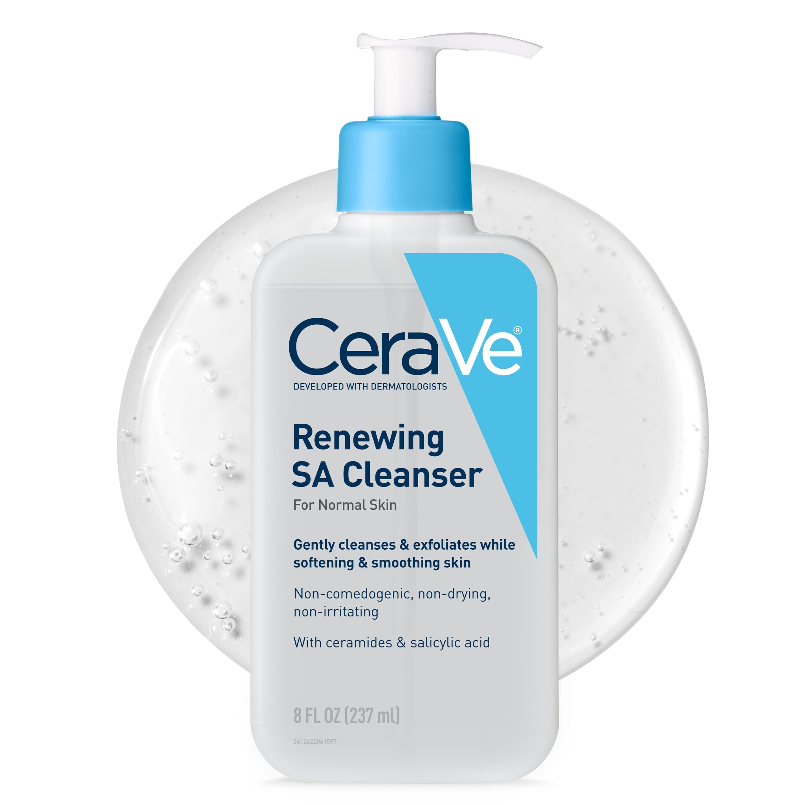 CeraVe Renewing Salicylic Acid Cleanser, Gentle Exfoliating Face Wash, 8oz