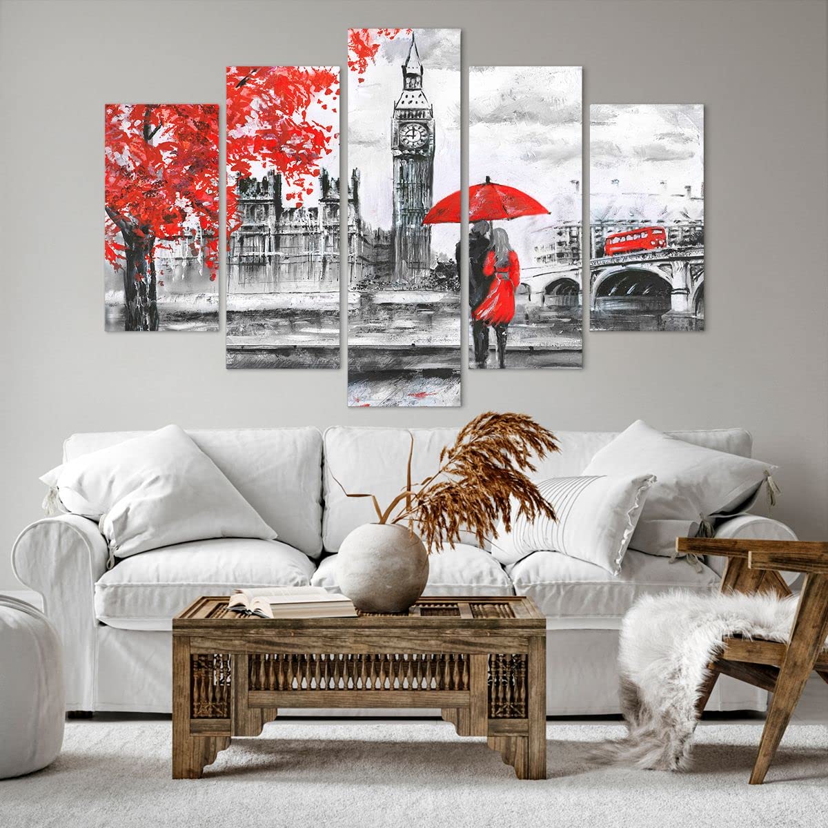 Lienzos decorativos 150x100cm Cuadro Sobre Lienzo Moderno Londres arquitectura ben grande Grande XXL Dormitorio Cuadros Pared Tríptico 5 Piezas Cuadros Decoracion Salon Wall Art Prints EA150x100-3153