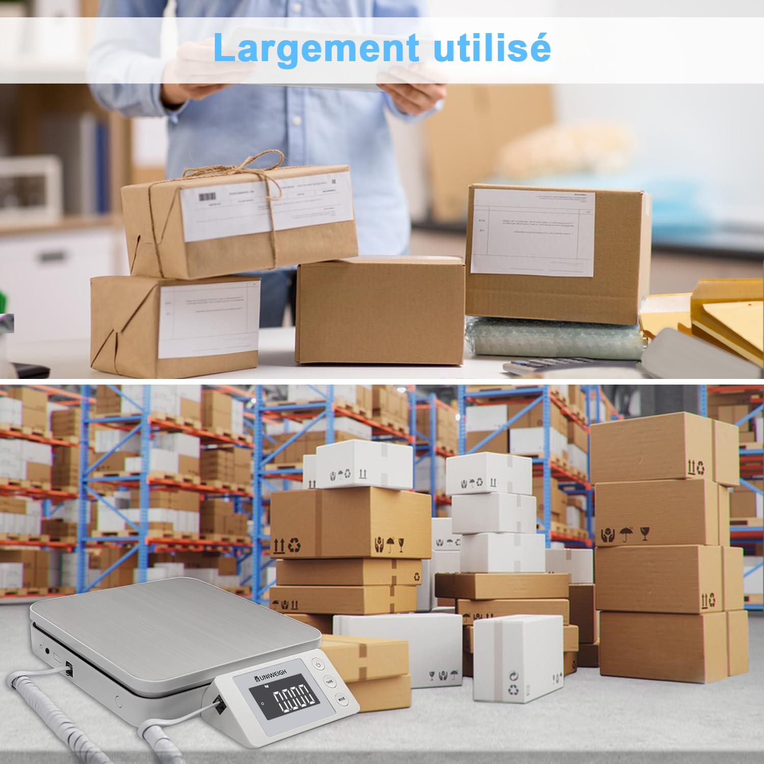 Balance postale numérique UNIWEIGH 88lb/0.1oz avec tare et affichage LCD pour colis et petites entreprises