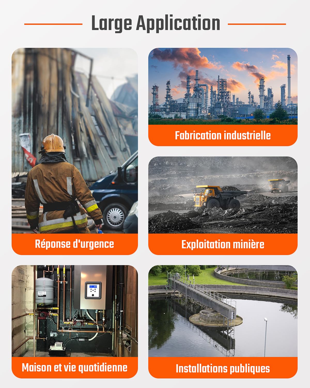 TopTes Guard-101 Détecteur De Gaz, Moniteur 4 Gaz pour H2S, CO, LEL Et O2, avec Alarme Vibrante, Visuelle Et Sonore, 14 Heures D'Autonomie, Antidéflagrant, pour Travail Et Maison - Orange