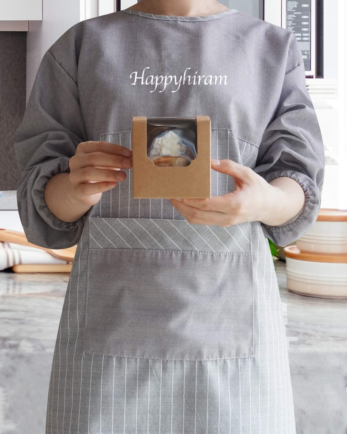 Happyhiram Cajas para cupcakes, 50 unidades, cajas individuales de papel kraft marrón, soportes de papel individuales con insertos y ventana para magdalenas, galletas, bombas de cacao, cajas Togo para