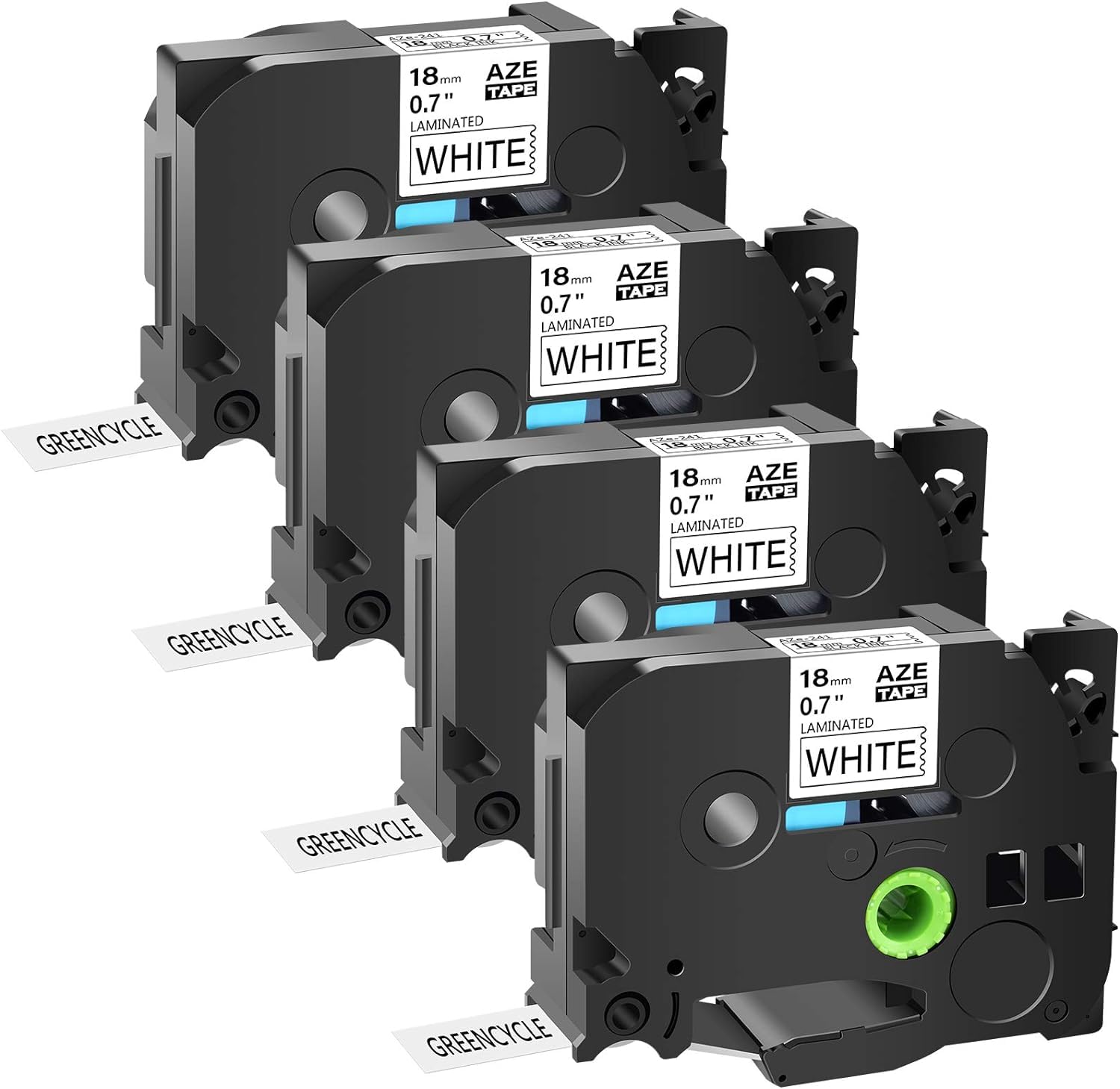 Sky4-PACK 18mm Black on White Compatible for Brother TZe-241 TZ241 AZE Tape 0.7 Inch 3/4" Laminated Label Tape for PTD400, PTD400AD, PTD450, PTD600, PTP700, PTP710BT Label Makers