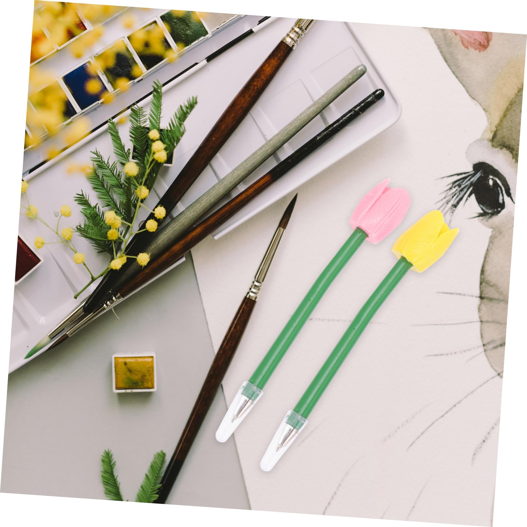 NUOBESTY 4 Set Penna A Sfera Tulipano Cancelleria Penne Mothers Day Penne Per Fiori Penna A Più Colori Rosa Mini Di Fiori Finti Floreali Novità Plastica 6 Pezzi * 4