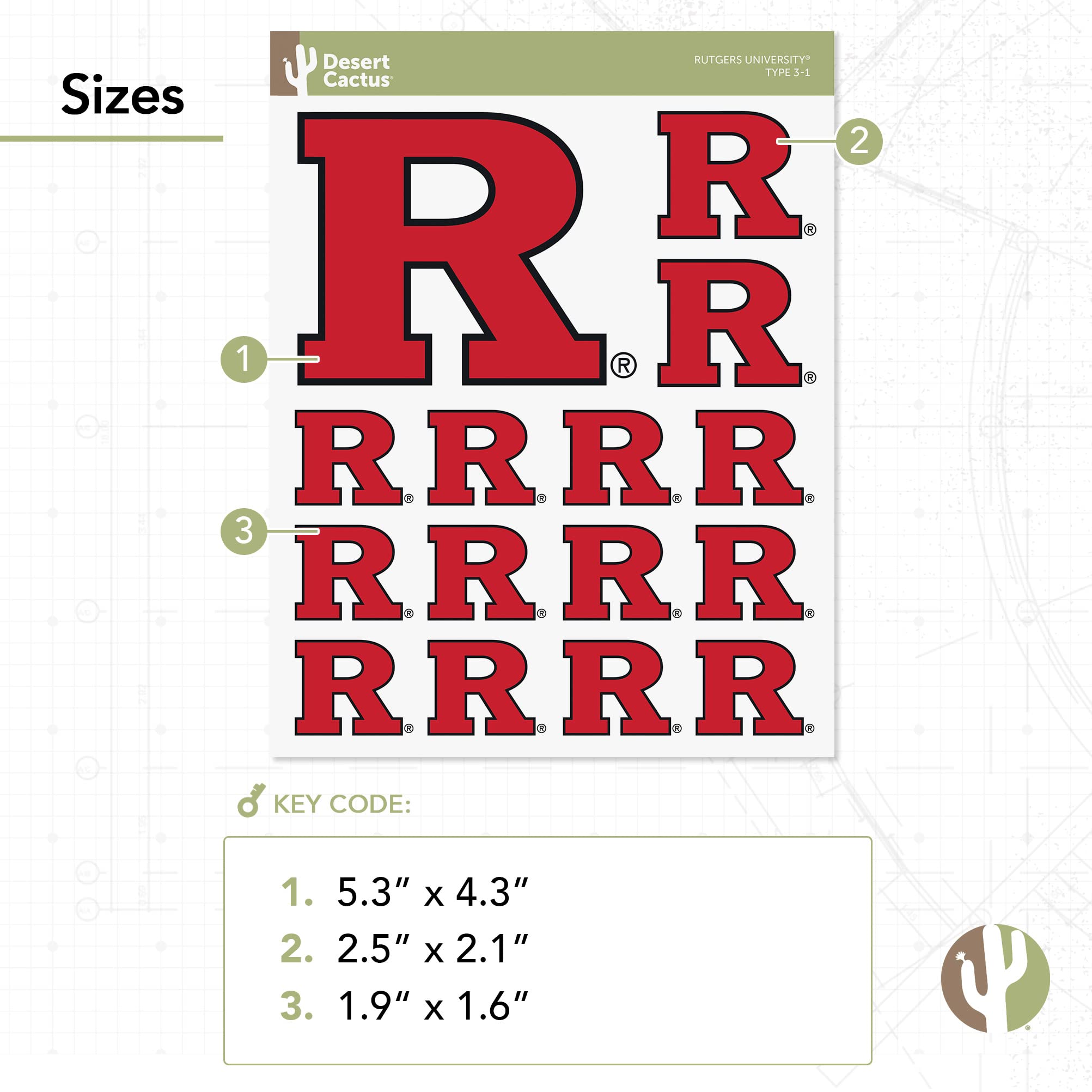 Desert Cactus Rutgers University Vinyl Decal Sticker - Officially Licensed For Laptop, Car, Water Bottle
