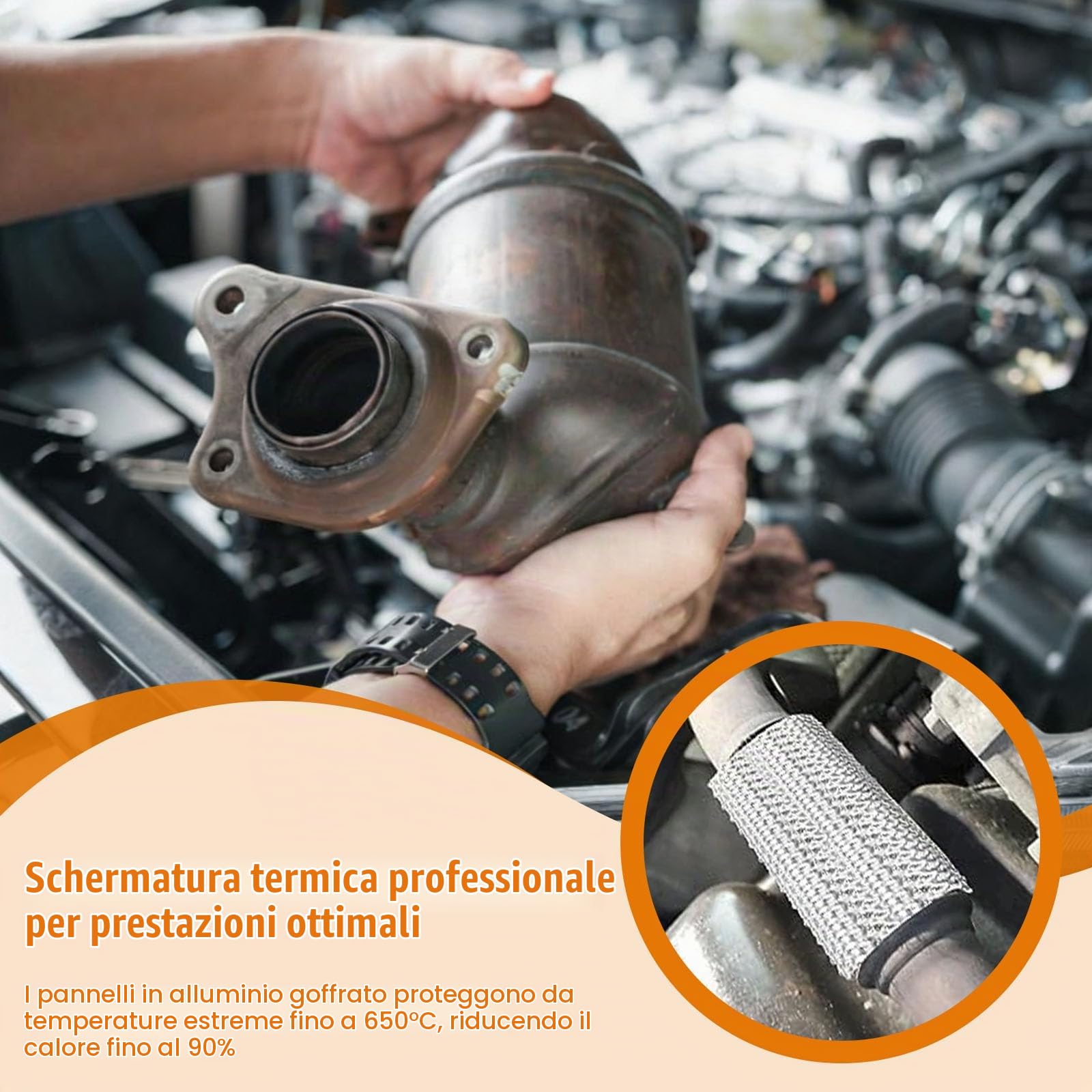 Piastra Termica Isolante Alluminio 100x40cm, Lamiera di Protezione del Calore Goffrata, Paratia Termica Auto per Alte Temperature, Rotolo Pannello Termoriflettente per Tubo Scarico Auto Moto