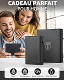 TEEHON Men's Leather Wallet with Magnetic Closure, Card Holder with RFID Blocking, Small Men's Card Holder Wallet for Credit, Bills and Coins with Gift Box, All Seasons, Black/White, 11 x 6.6 x 2 cm - 7