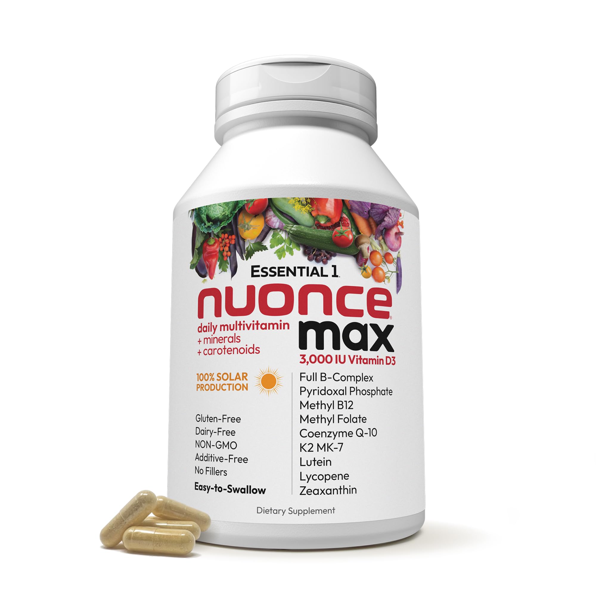 ANDREW LESSMANEssential-1 Multivitamin 3000 IU Vitamin D3 60 Small Capsules - 100 mcg Methyl B12. CoQ10 Lutein Lycopene Zeaxanthin. High Potency. No Additives. Ultra-Mild. One Daily Capsule