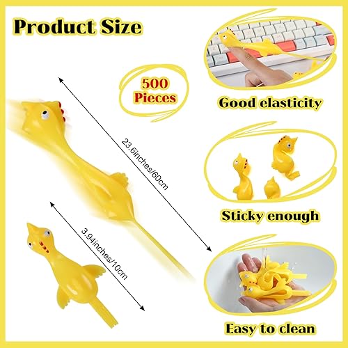 Miniatura 2 de Jenaai 500 piezas de pollo volador tirachinas de goma de pollo a granel para el día de Pascua, amarillo elástico para disparar, juguetes de