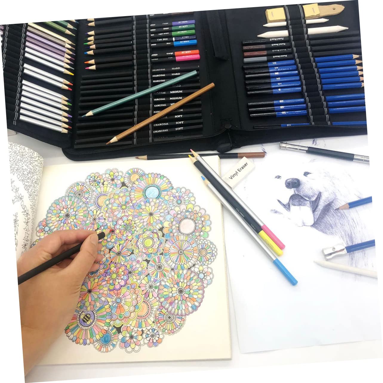 DIYEAH Kit D’art Solide 72 Pièces de Crayons de Couleur en Bois pour Dessin