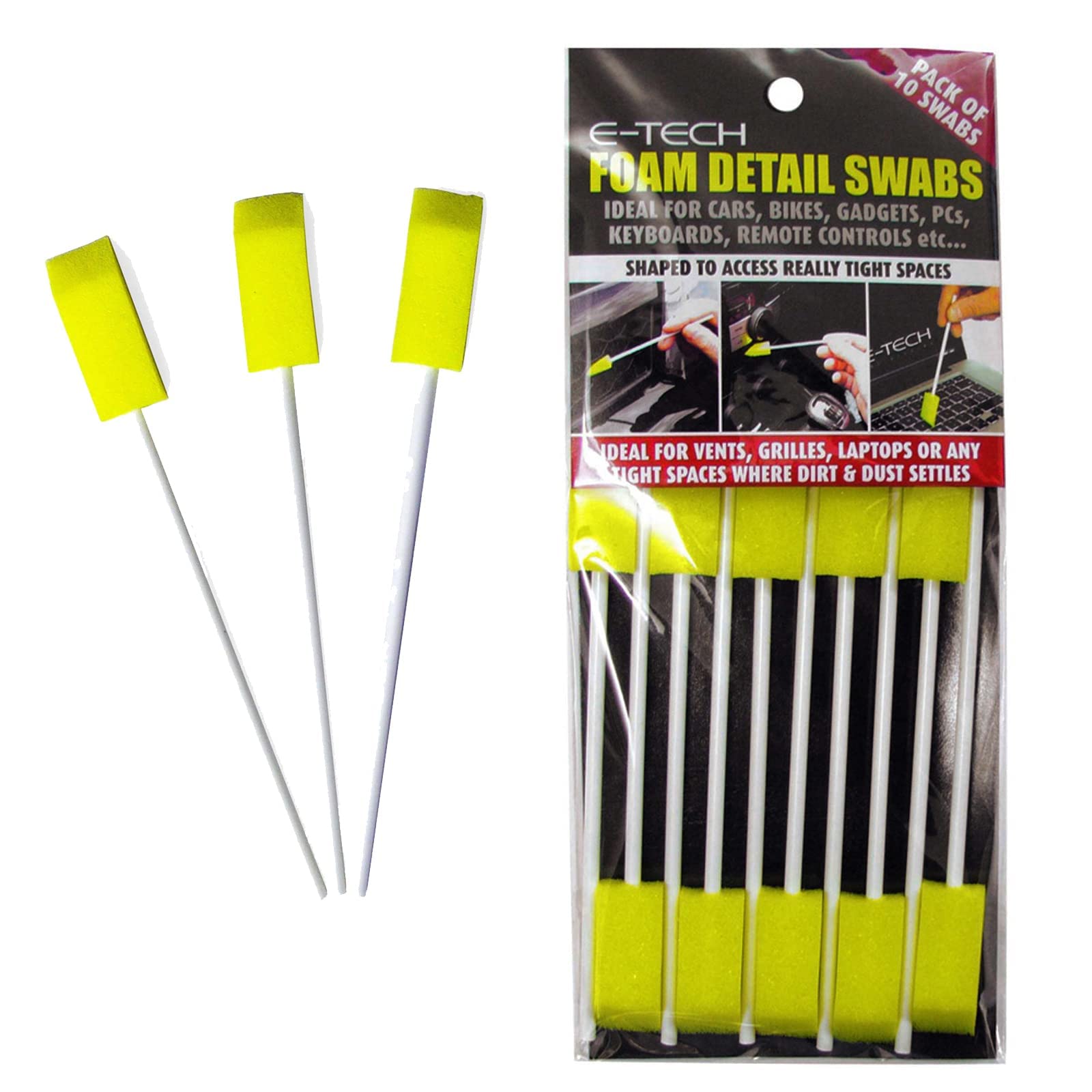 Small Foam Detail Cleaning Swabs - Vents, Grilles, Keyboard etc