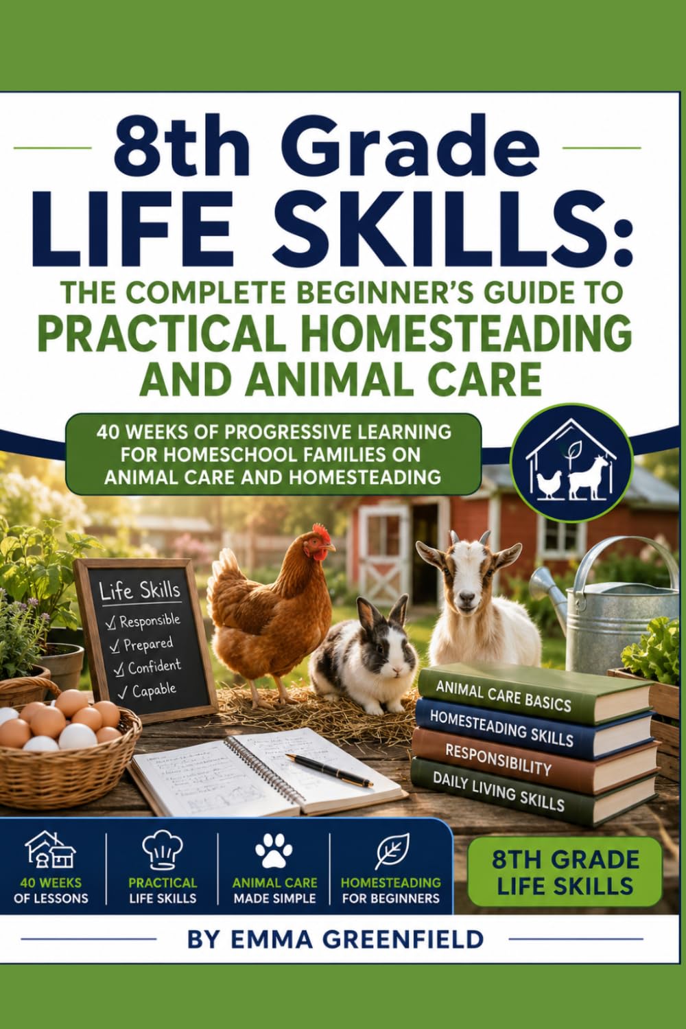 8th Grade Life Skills: The Complete Beginner's Guide to Practical Homesteading and Animal Care: 40 Weeks of Progressive Learning for Homeschool ... Homesteading (The Homeschool Helper Series)