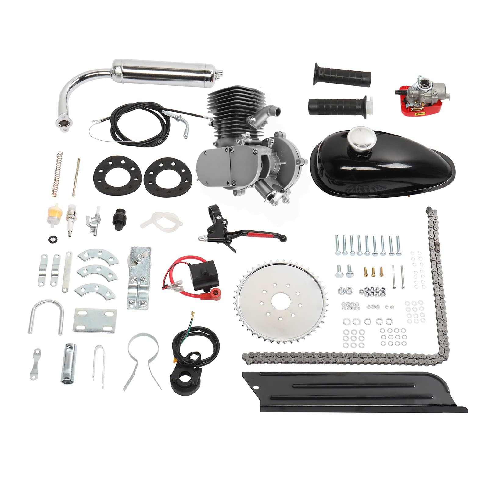 100cc Bicycle Engine Kit,2 Stroke Cycle Bicycle Gas Motorized Gasoline Engine Motor Kit,Full Set Energy Saving Bike Engine Kit for 26" 28" Bike