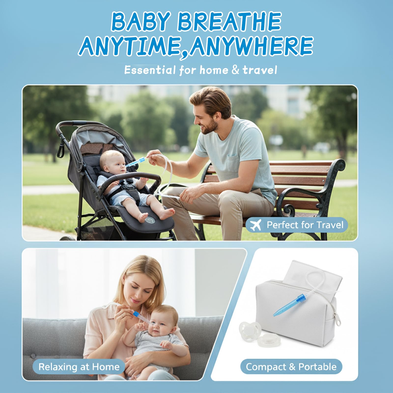 Nasensauger für Baby, Baby Nasensauger Sanftes Absaugen bei Schnupfen, mit 40 Hygienefilter, Spülmaschinenfest, BPA-frei