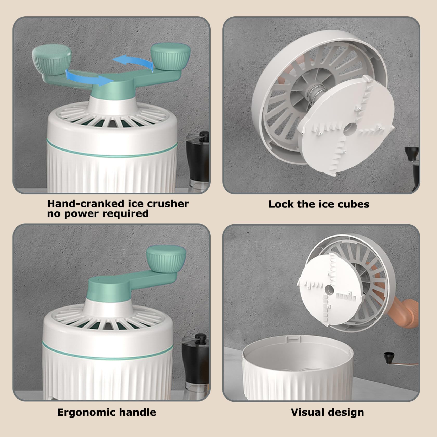 Máquina de Hielo raspado, trituradora de Hielo Manual Máquina de Afeitar de sin BPA, portátil para Hacer triturado Manivela para Hacer Conos de Nieve con Bandeja, Verde