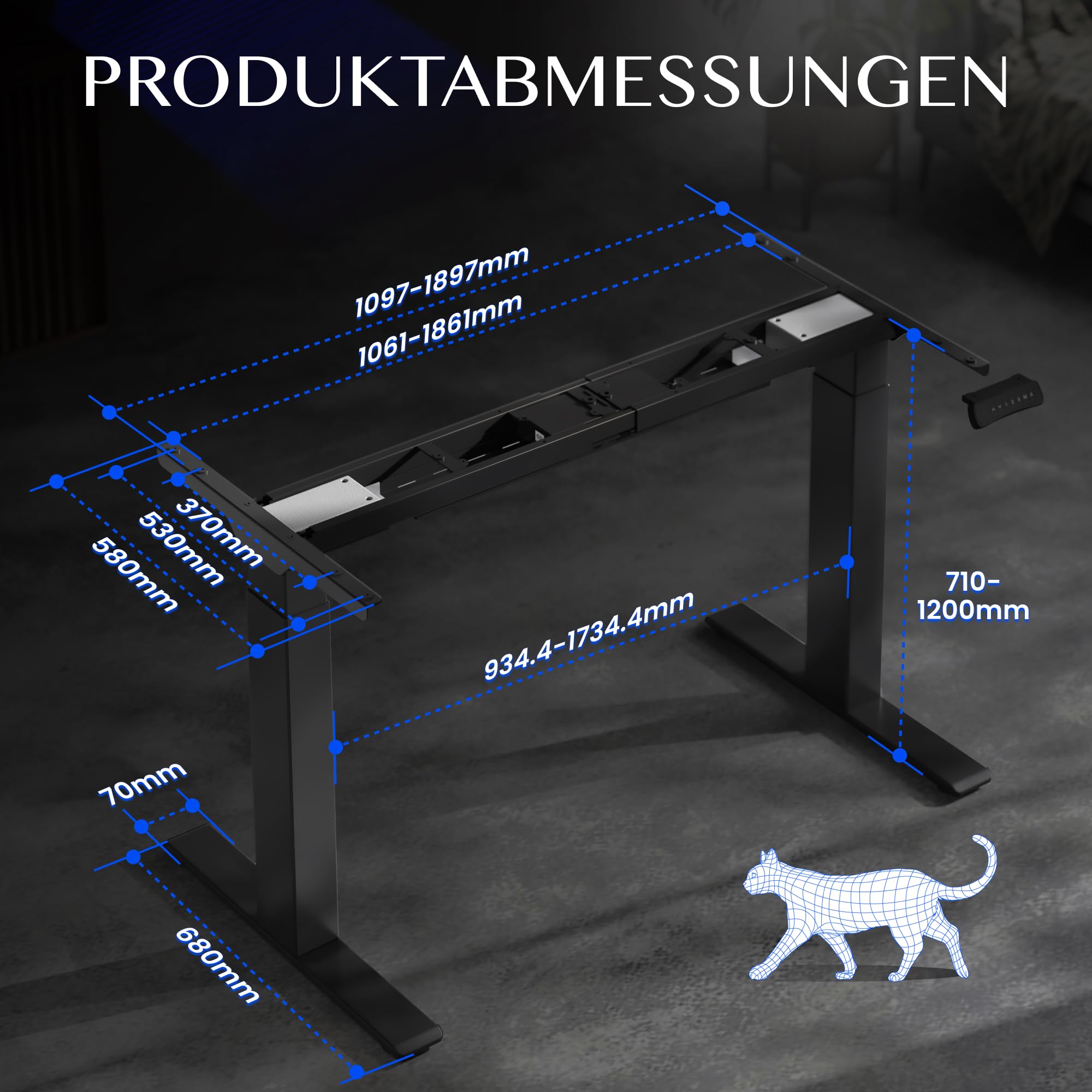 FLEXISPOT Höhenverstellbarer Schreibtisch Gestell mit Dualmotor, 300KG Tragkraft, ideal für große Tischplatten & Multi-Monitor-Workstations, 10 Jahre Garantie (ValtreX E300 Schwarz)