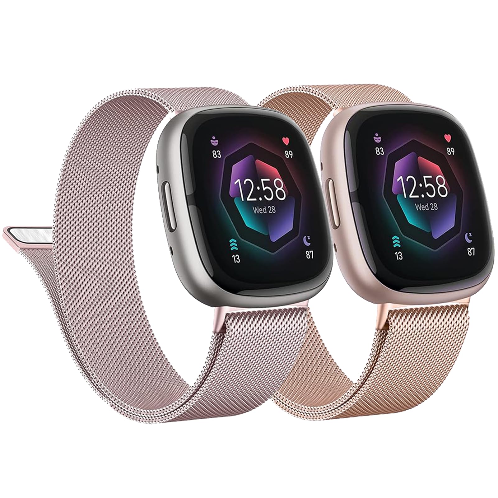 2 Cinturini In Metallo Magnetico Per Fitbit Versa 4/3 E Sense 2 – Acciaio Inox, Chiusura Magnetica, Taglie S E L, Colori Vari, Per Uomo E Donna