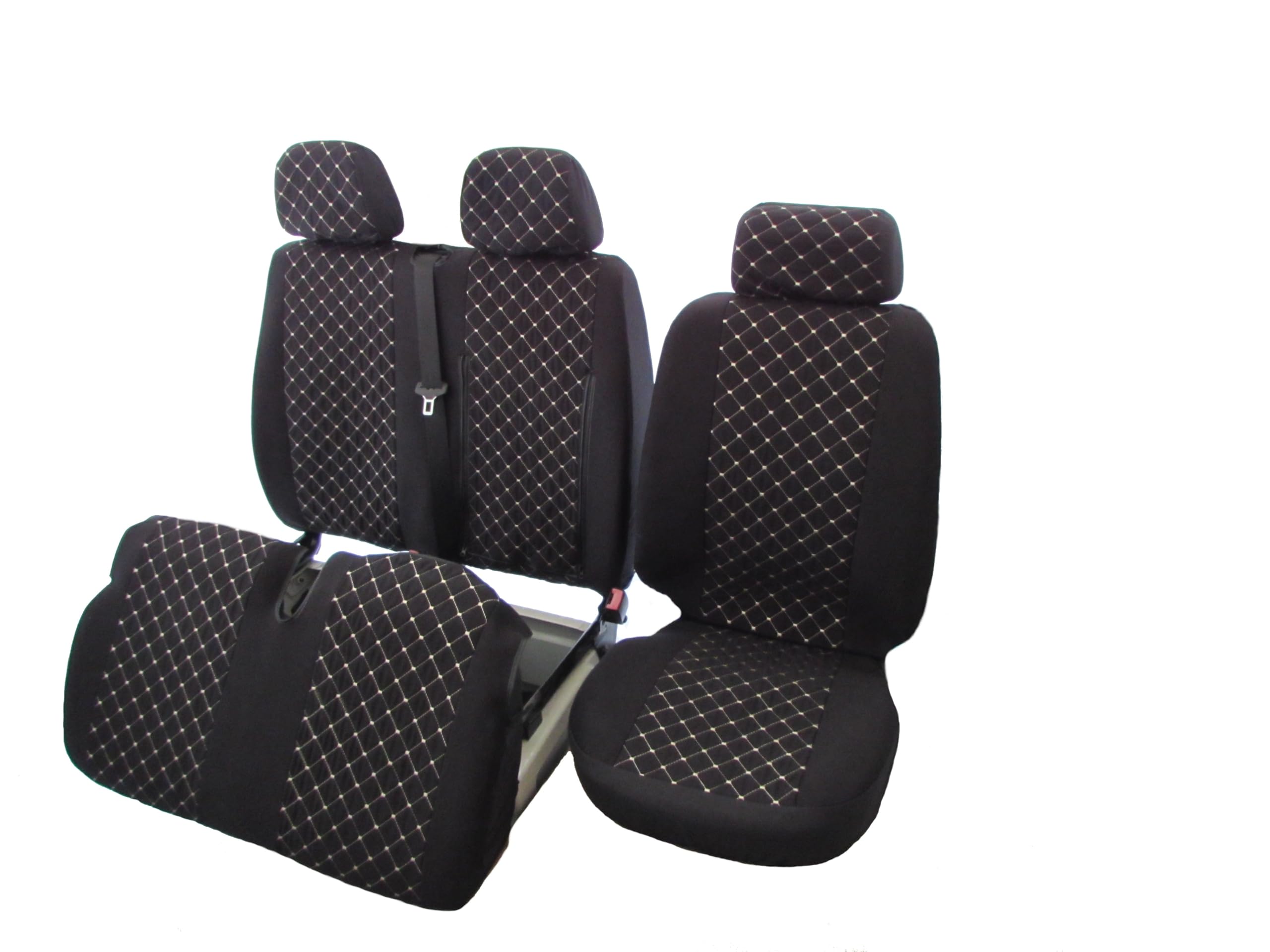 2 + 1 fundas de asiento diseñadas para adaptarse a Mercedes Sprinter Volkswagen Crafter 2006-2018 terciopelo gris LHD