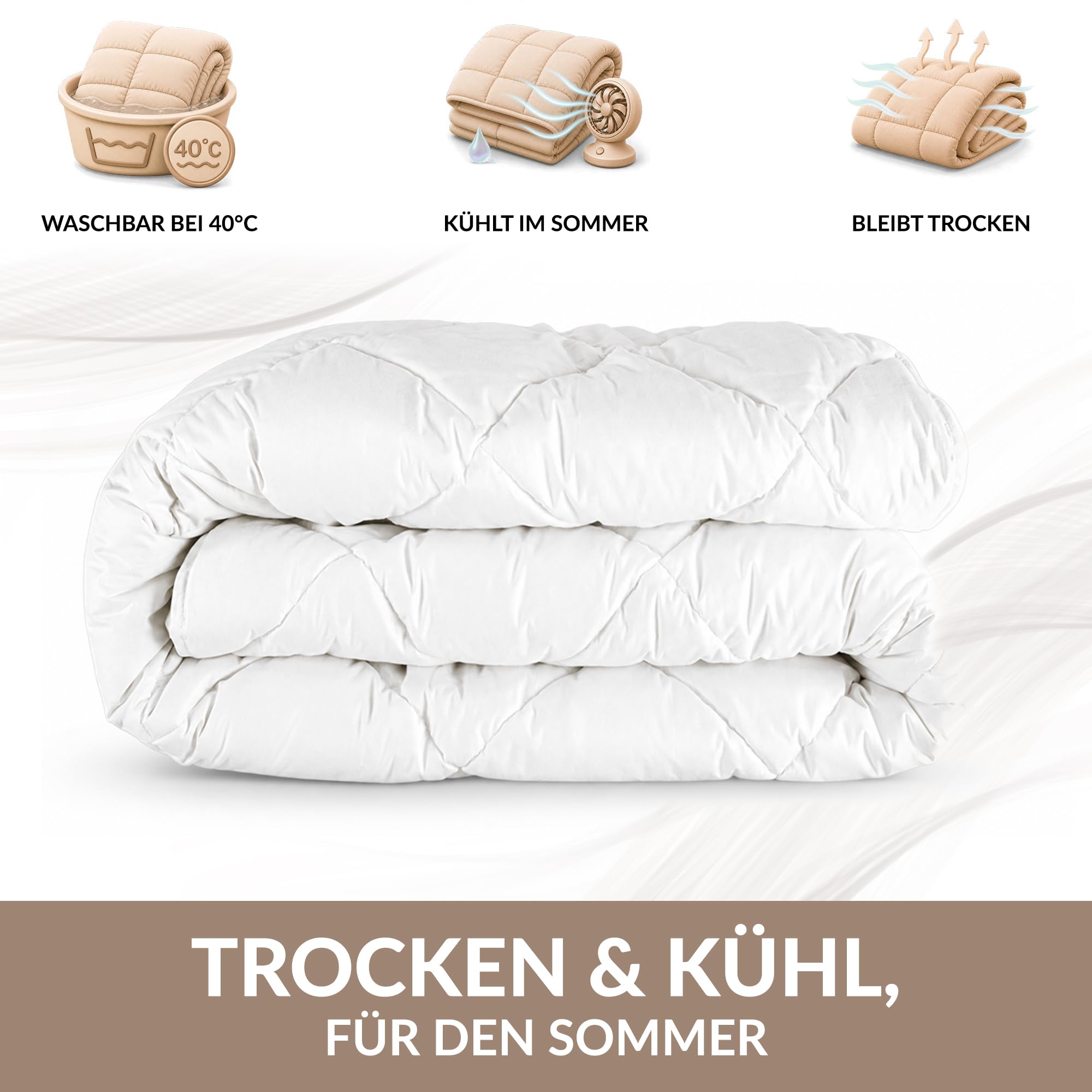 KALIOPE Sommerdecke 135 x 200 cm, leichte Bambus-Viskose Bettdecke | Steppdecke aus Baumwoll-Perkal und Tencel, atmungsaktiv, für Allergiker geeignet, mit Steppung für gleichmäßige Füllung