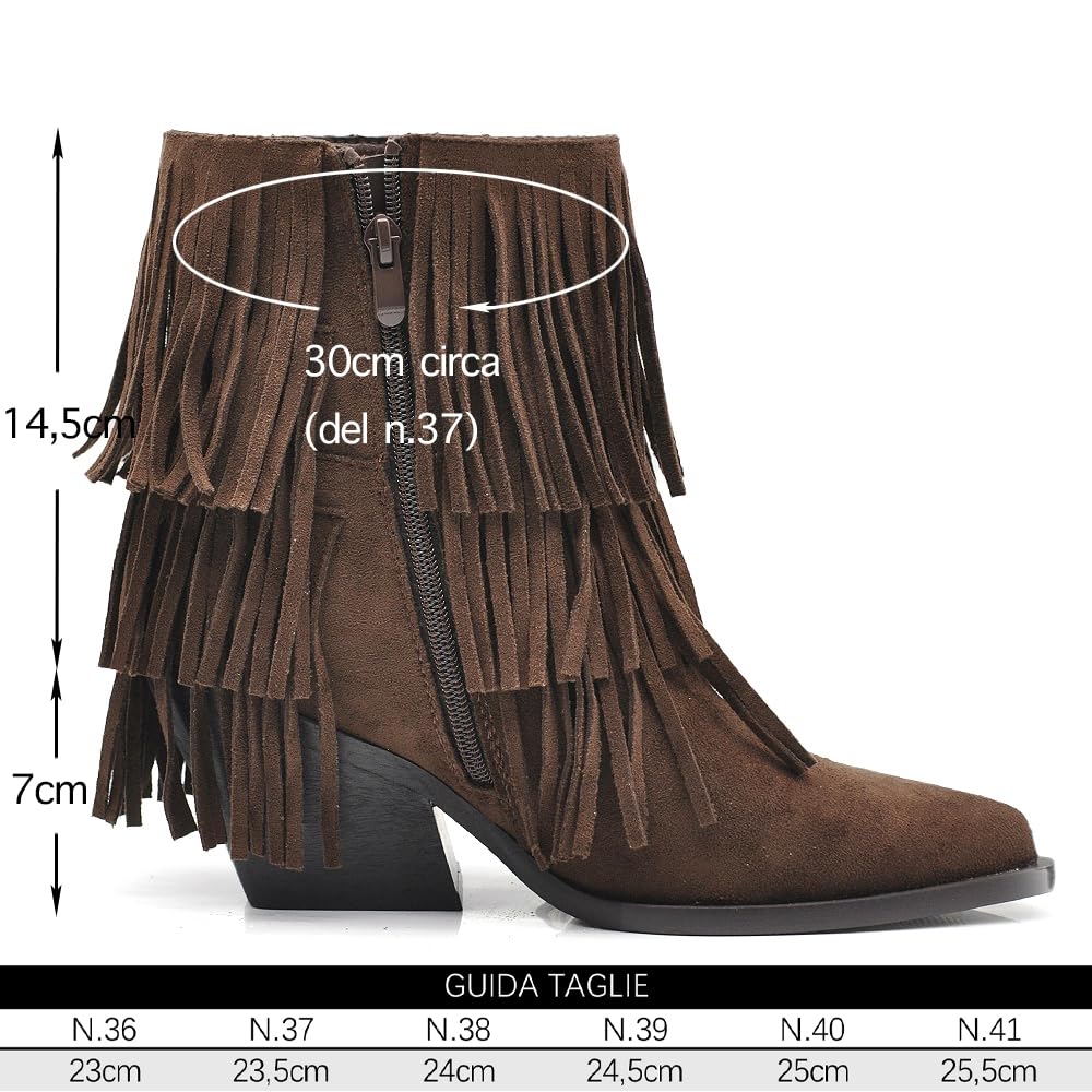 IF Texani Cowboy Western Scarpe da Donna Stivali Stivaletti Frange Camperos Etnici ML523