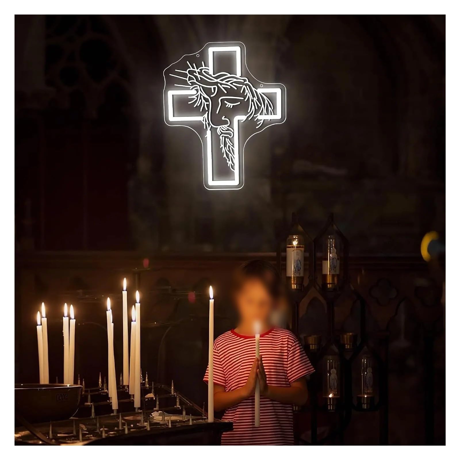 Decoración Lámparas Señal De Neón LED La Cruz Jesús