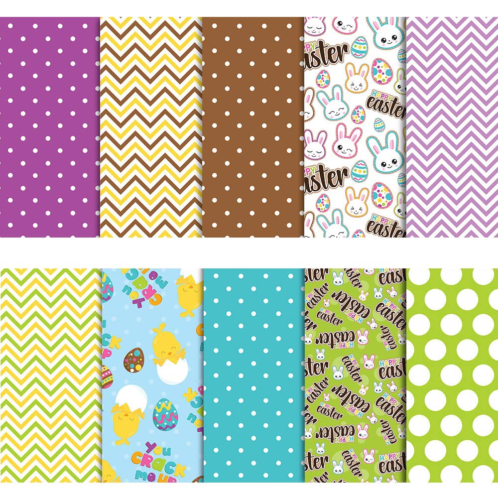 Camelliass #C Easter Cotton Fabric Squares 25Cm X 25Cm 10Pcs, Fabric Patchwork Craft, Quilting Squares Bundles, Rabbit Egg Cotton Fabric For Patchwork Diy Sewing Scrapbooking (10Pcs 25X25cm)