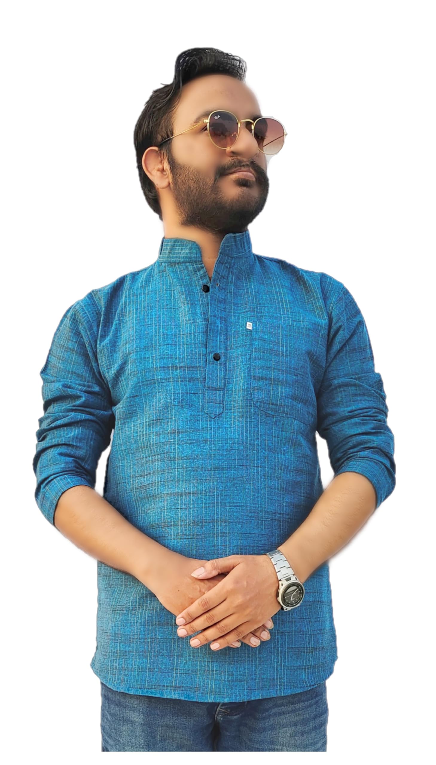 voniry Men's Short Cotton Kurta-picture-3