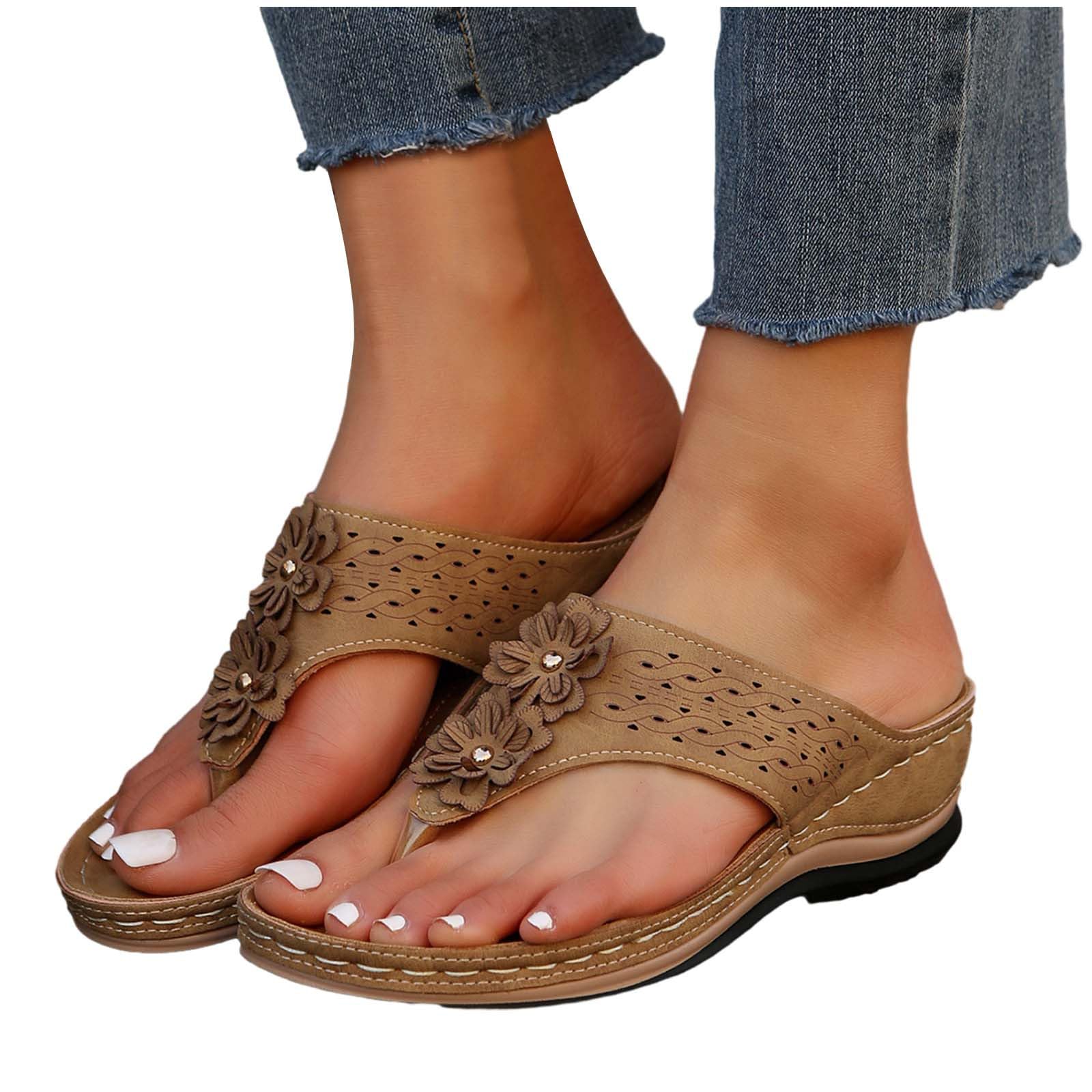 Chanclas con cuña para playa - Zapatos bajos de mujer de verano