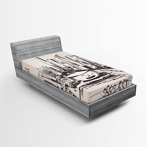 Ambesonne Florida Fitted Sheet Set, Hand Drawn Miami Cityscape Sketch USA Architecture Theme Abstract Buildings, Decorative Bedding All-Round Ambesonne Florida Fitted Sheet Set, Hand Drawn Miami Cityscape Sketch USA Architecture Theme Abstract Buildings, Decorative Bedding All-Round