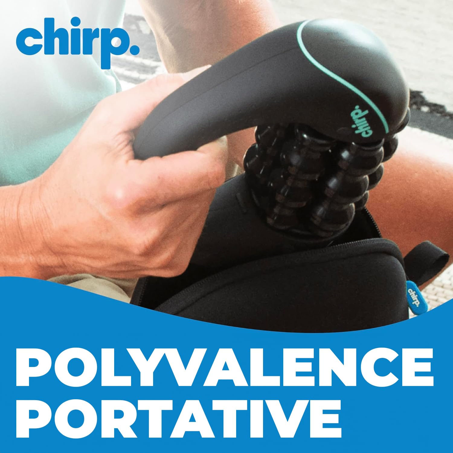 Chirp RPM Mini masseur à percussion roulante – Massage complet du corps, récupération musculaire & tissus profonds – Rechargeable, mains libres, rotation 3 vitesses