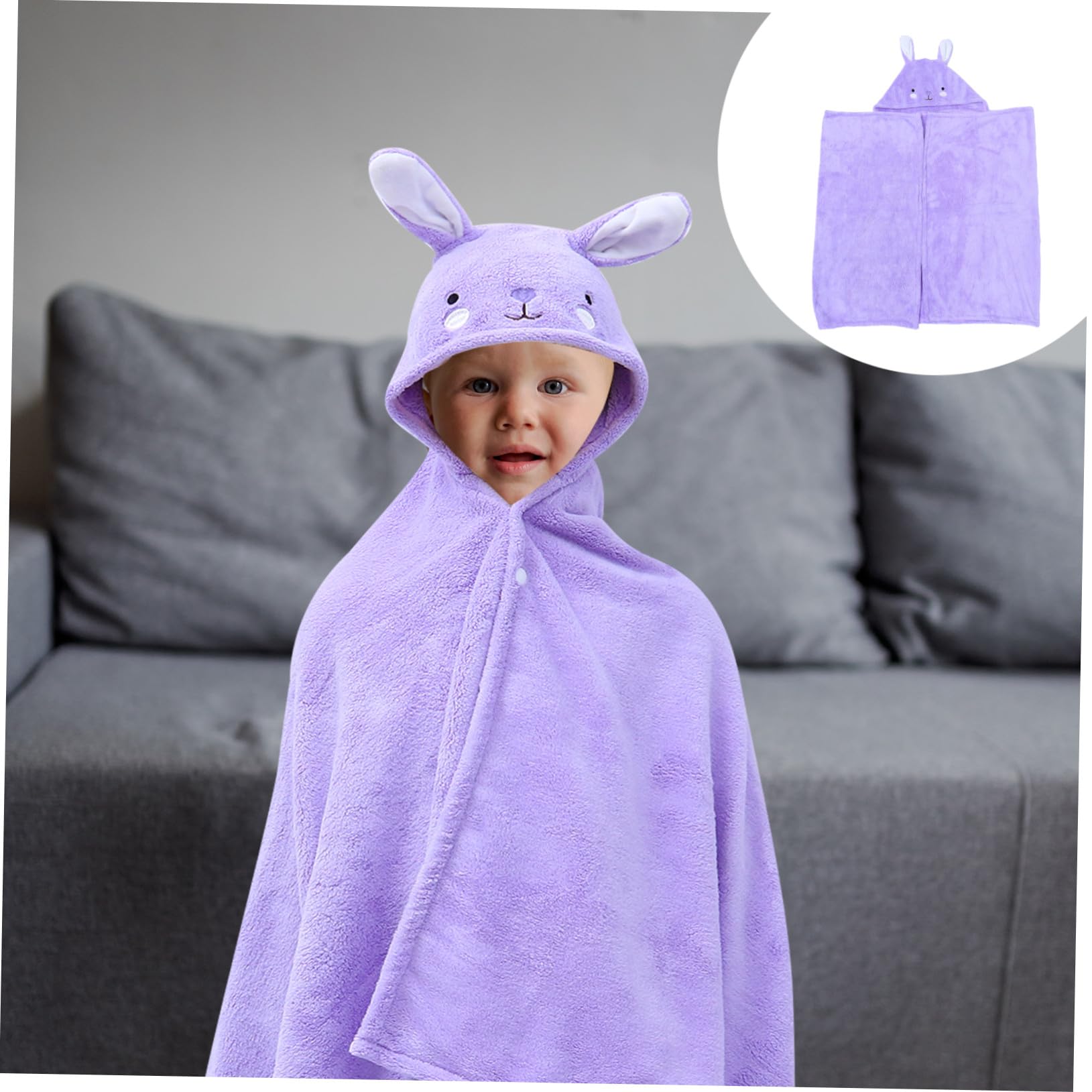 Serviette de Bain Garçon Fille à Capuche Doux et Respirant Poncho Absorbant et Chaud pour Garçons et Serviette de Toilette et Boulochage pour Sortie Bain et Natation Modèle Lapin