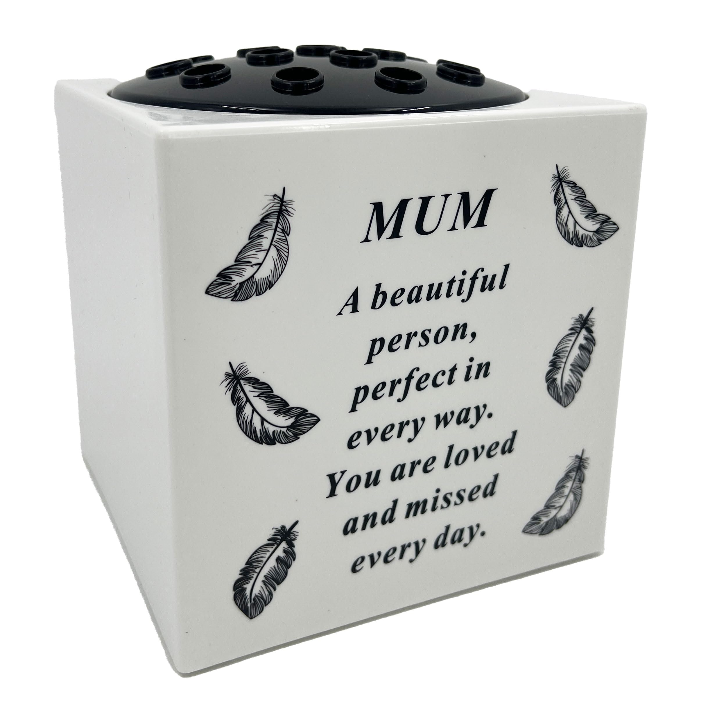 Angraves Special Mum Angel Feather Memorial Graveside Flower Vase Container White